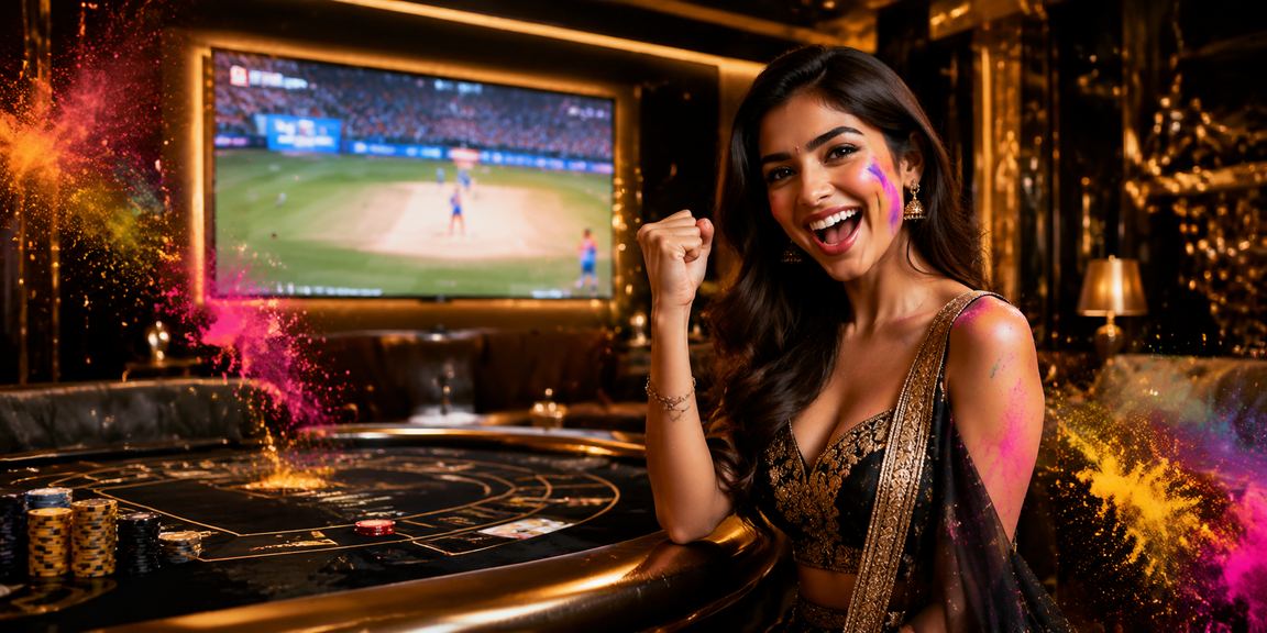 Interface preview showing cricket betting during Holi season in India
